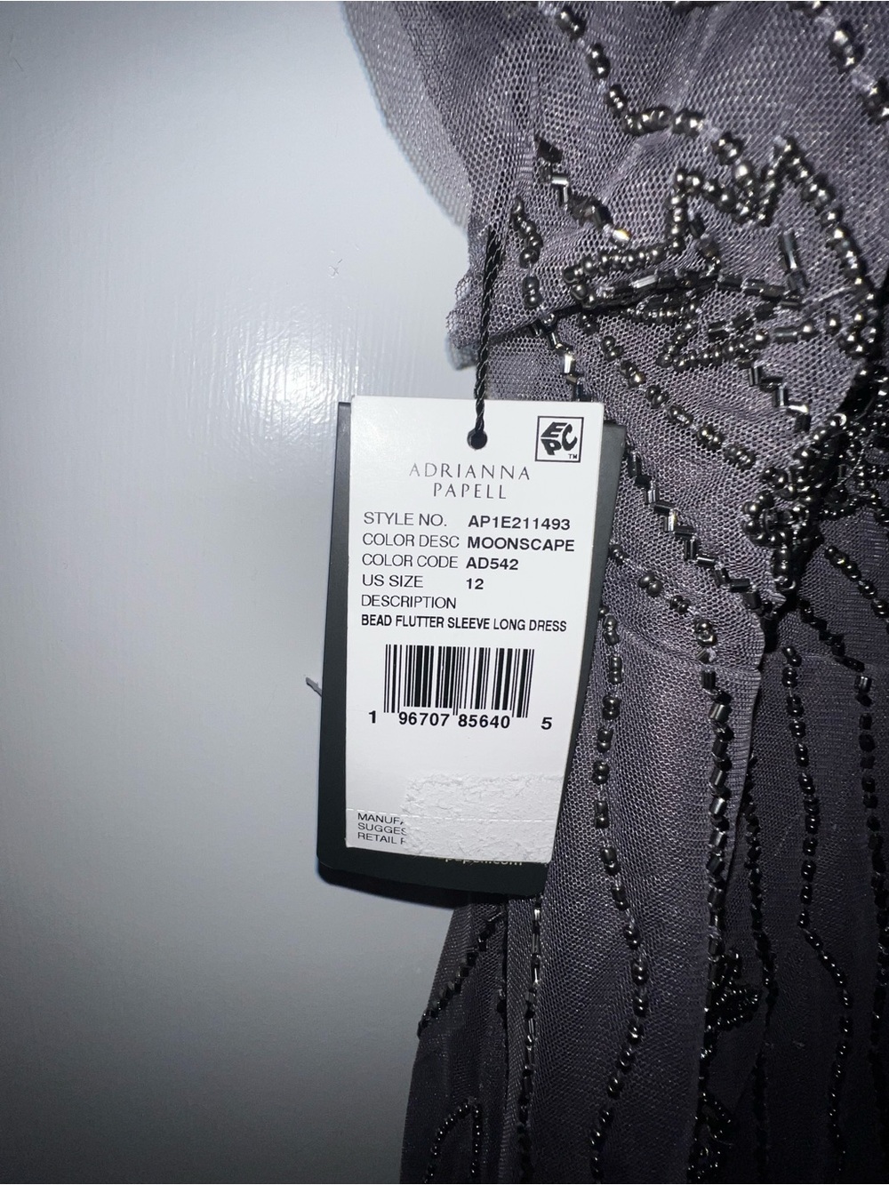 ADRIANNA PAPELL
Beaded Ankle Length Dress With Sheer Flutter Sleeves In Moonscap - Picture 8 of 13